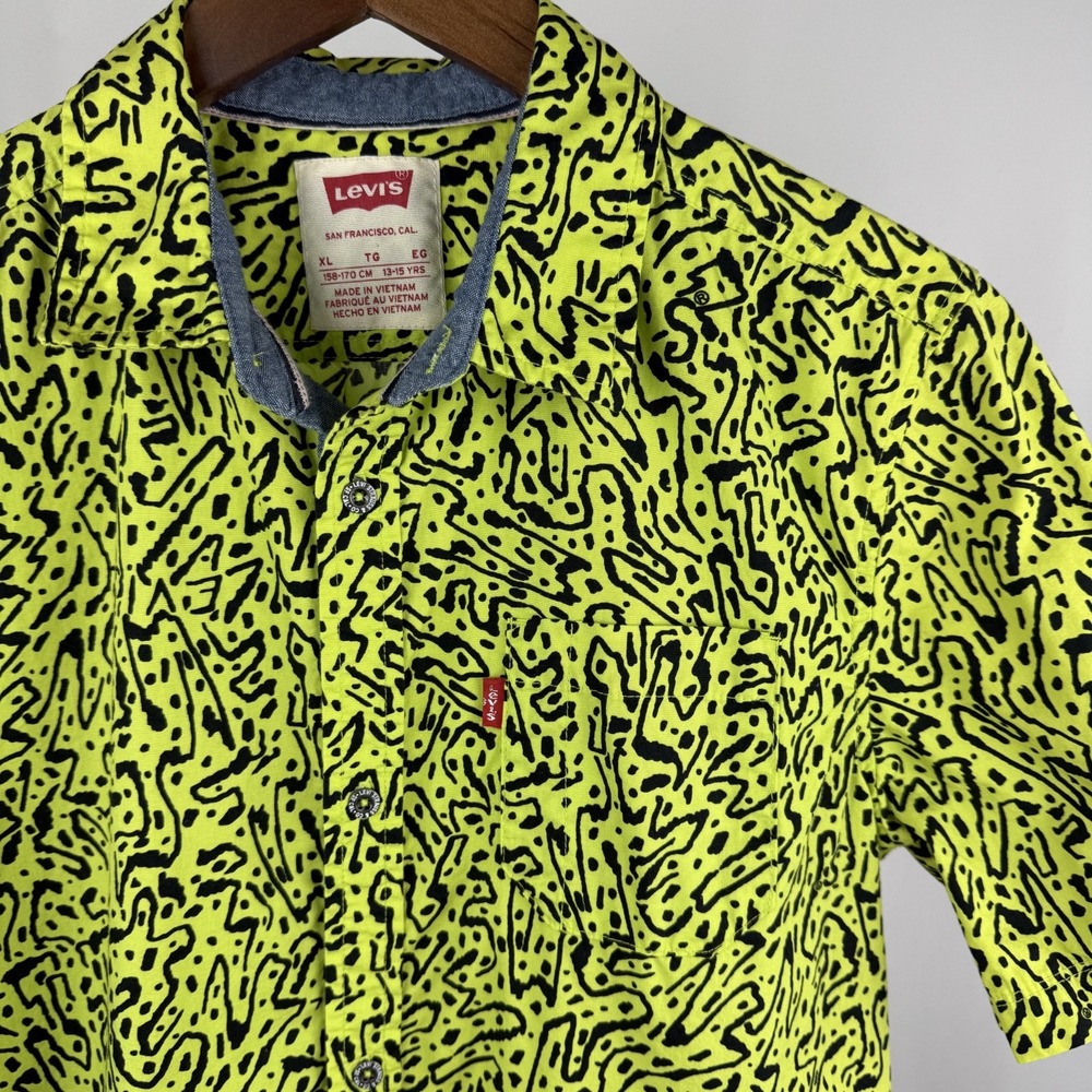 Levis Youth XL Green‎ Button Down Short Sleeve